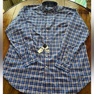 Ralph Lauren Mens 2XLT Tall Blue/Red Plaid Long Sleeve Shirt Red Pony NWT